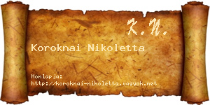 Koroknai Nikoletta névjegykártya